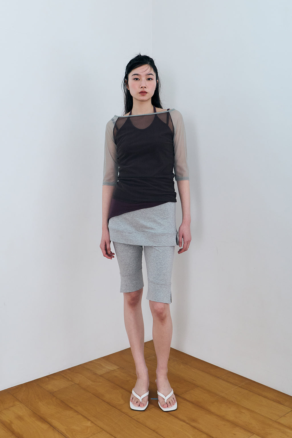 MESH RAGLAN TOP / BLACK