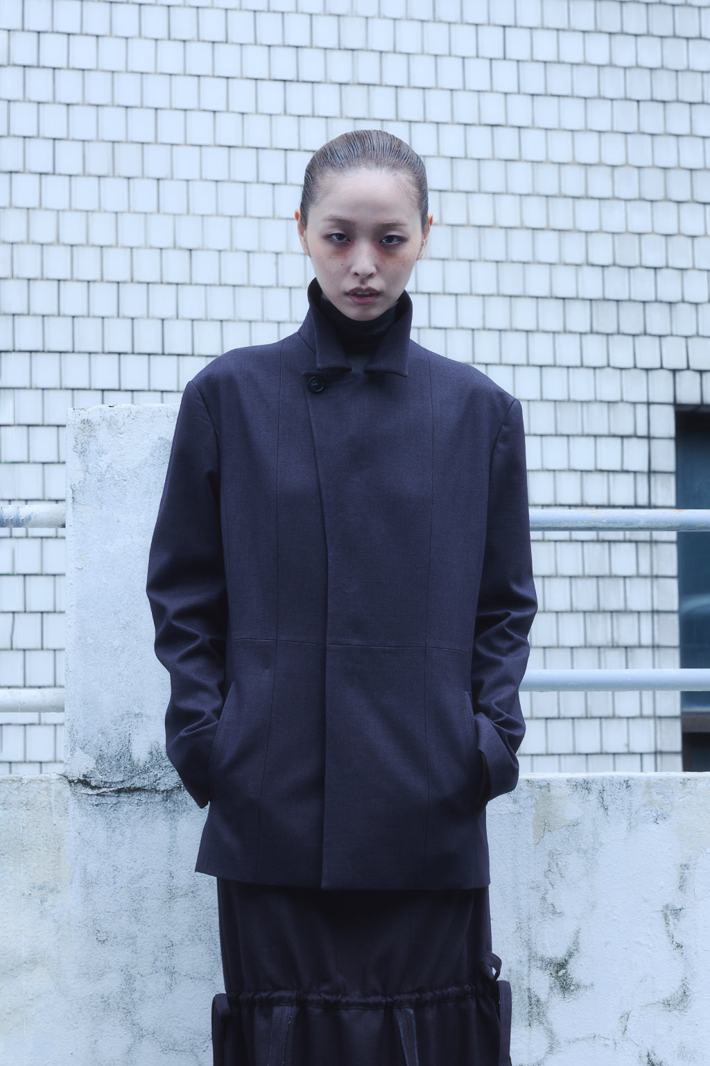 MULTIWAY CHECKED SKIRT / CHARCOAL