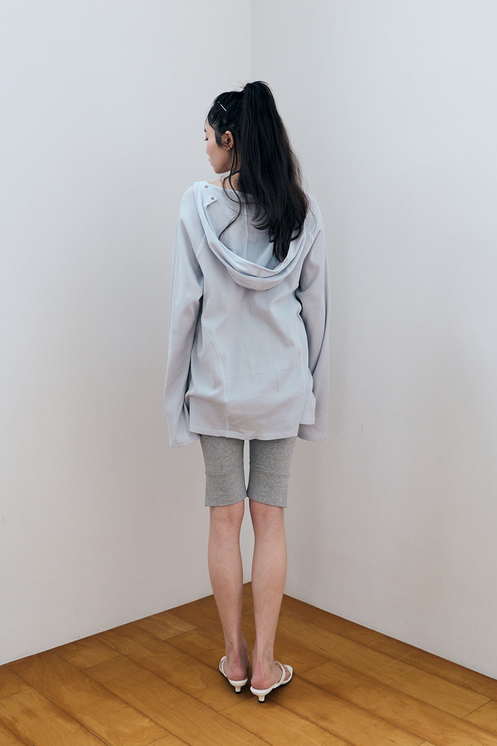 LIGHT OVERSIZED WAFFLE HOODIE / BABY BLUE