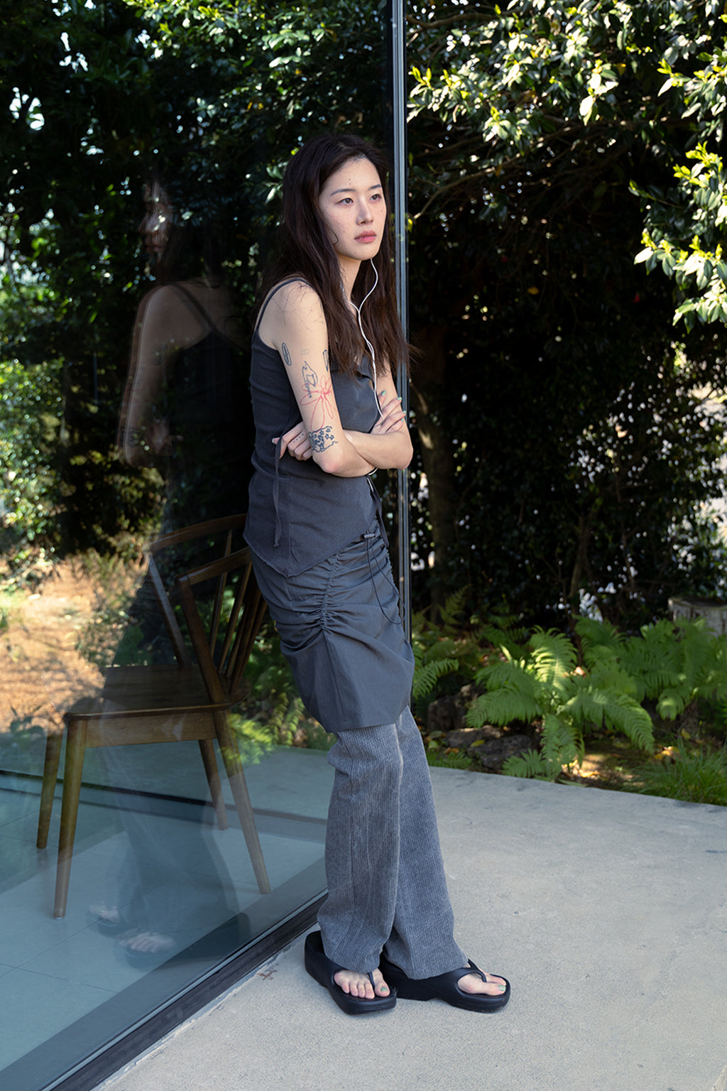 RAW CUT CAMI / CHARCOAL