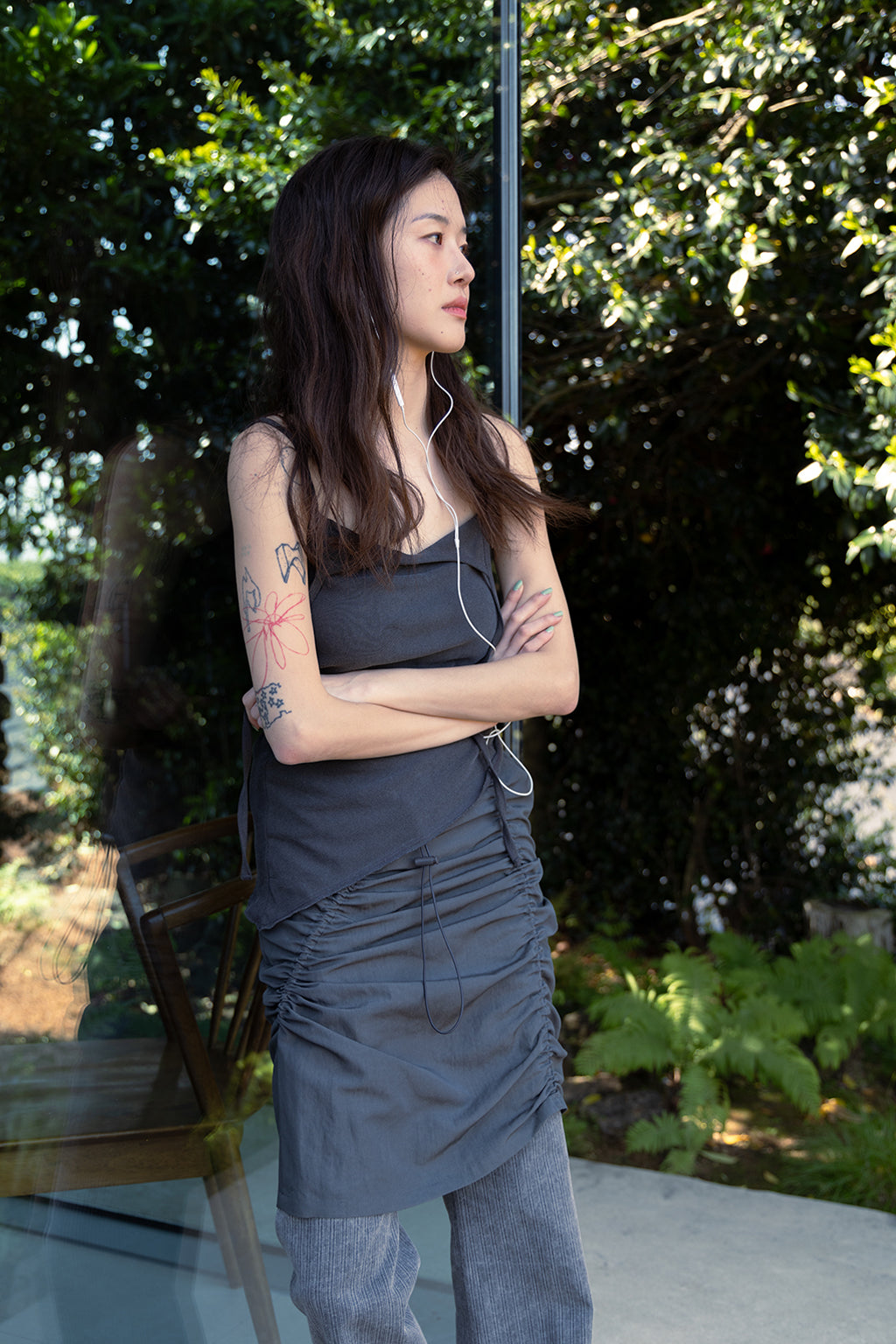RAW CUT CAMI / CHARCOAL