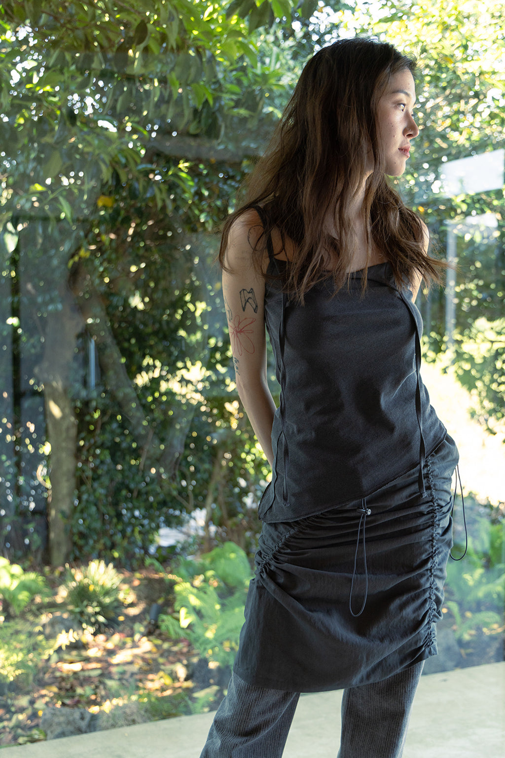 RAW CUT CAMI / CHARCOAL