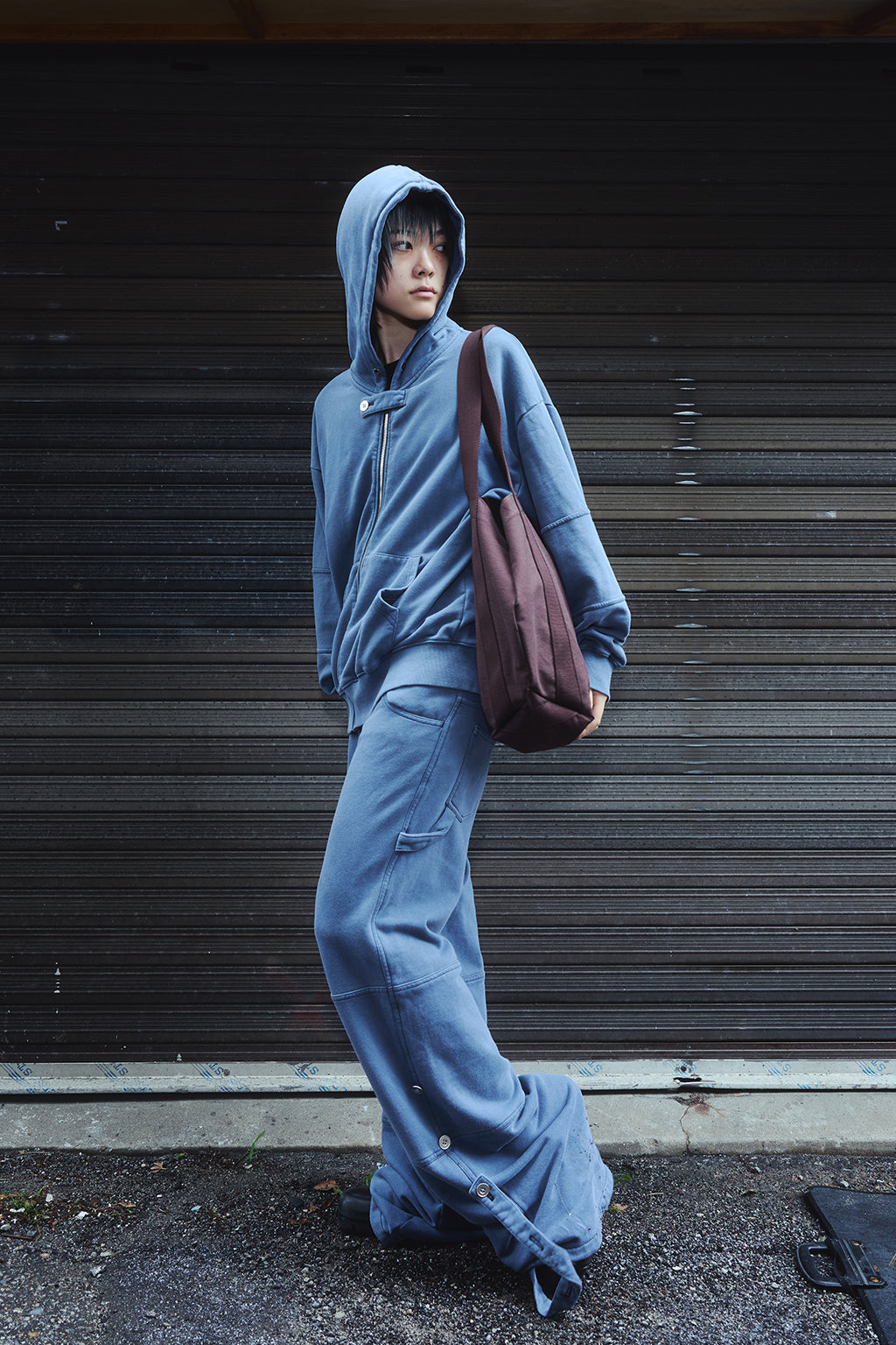 PIGMENT ROLL-UP PANTS / ASH BLUE