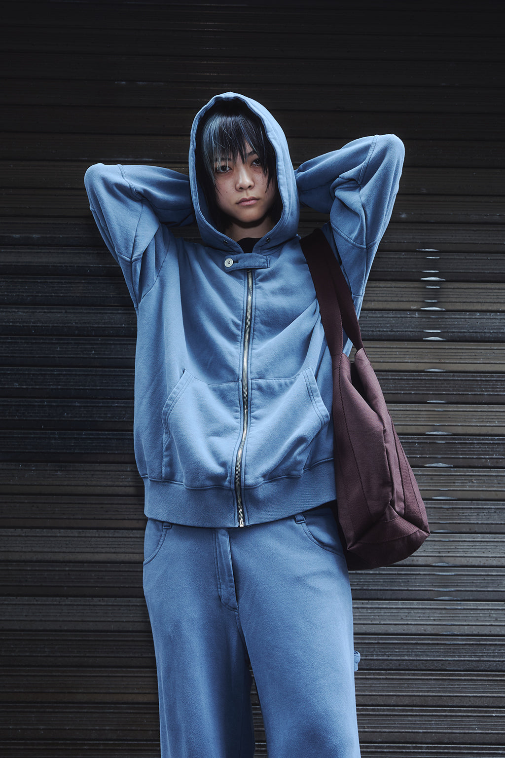 PIGMENT ROLL-UP PANTS / ASH BLUE