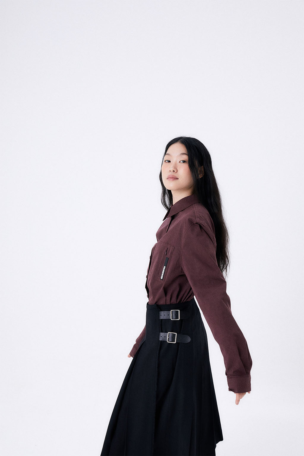 MIDI PLEATED WRAP SKIRT 2 / BLACK