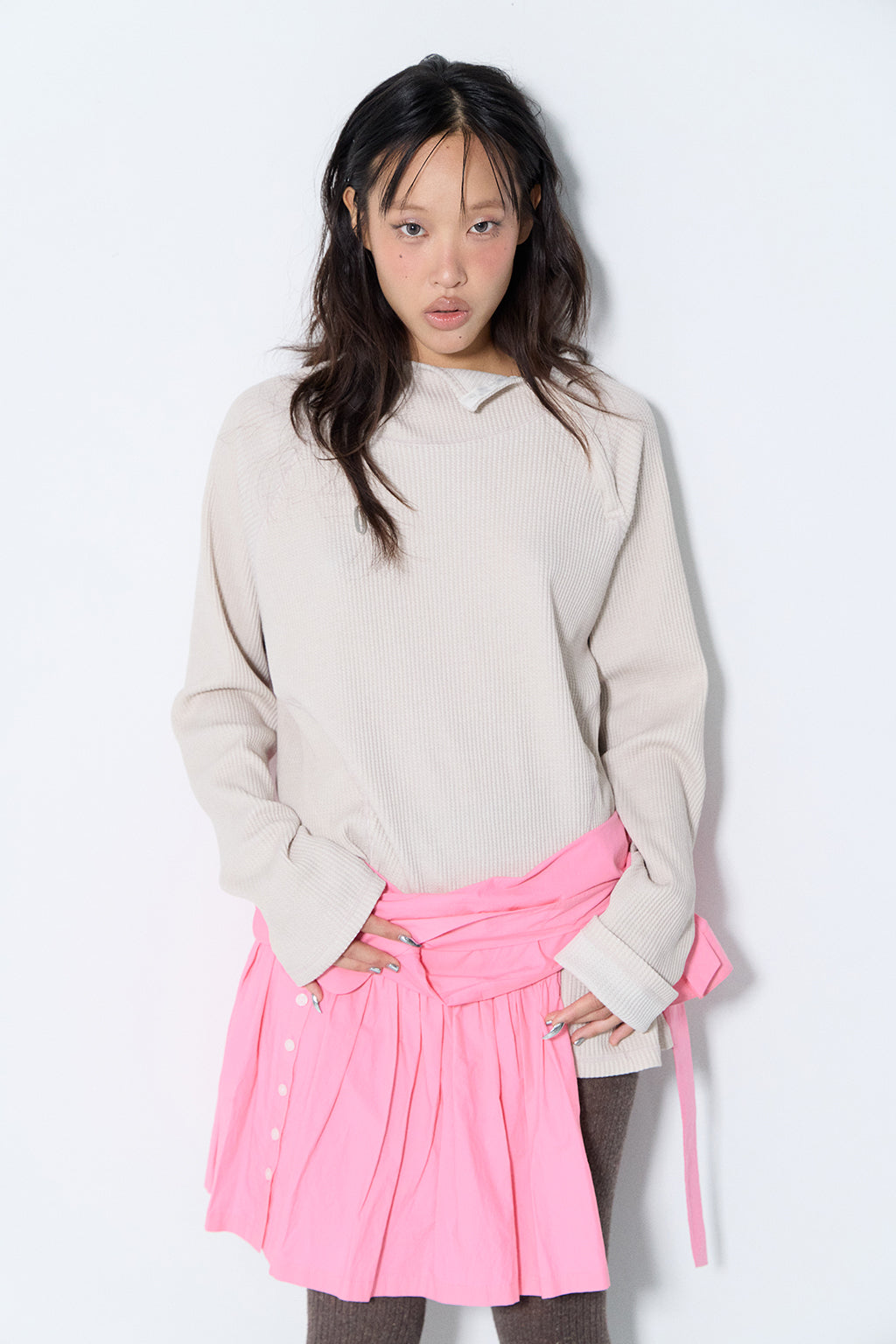 PIGMENT OVERSIZED WAFFLE HOODIE / SHELL