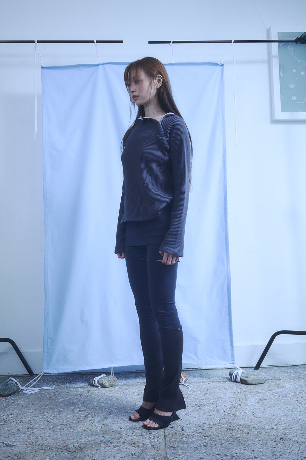 BUTTON SKIRT LEGGINGS / NAVY