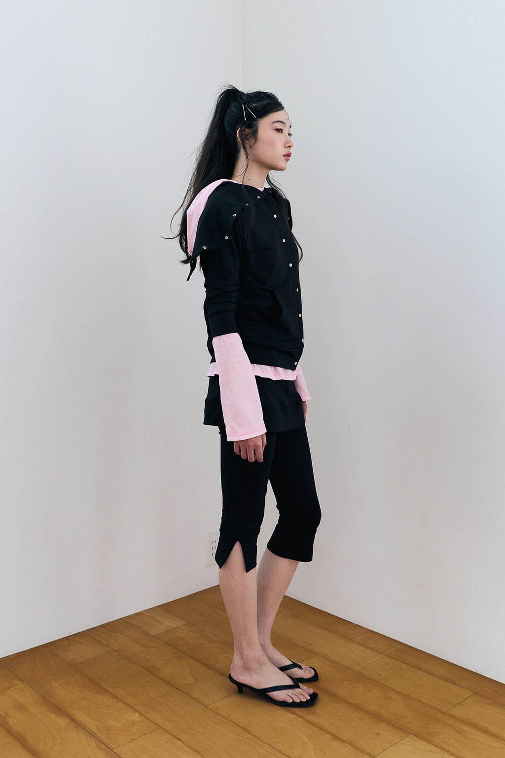 MODULAR SNAP HOODIE / BLACK