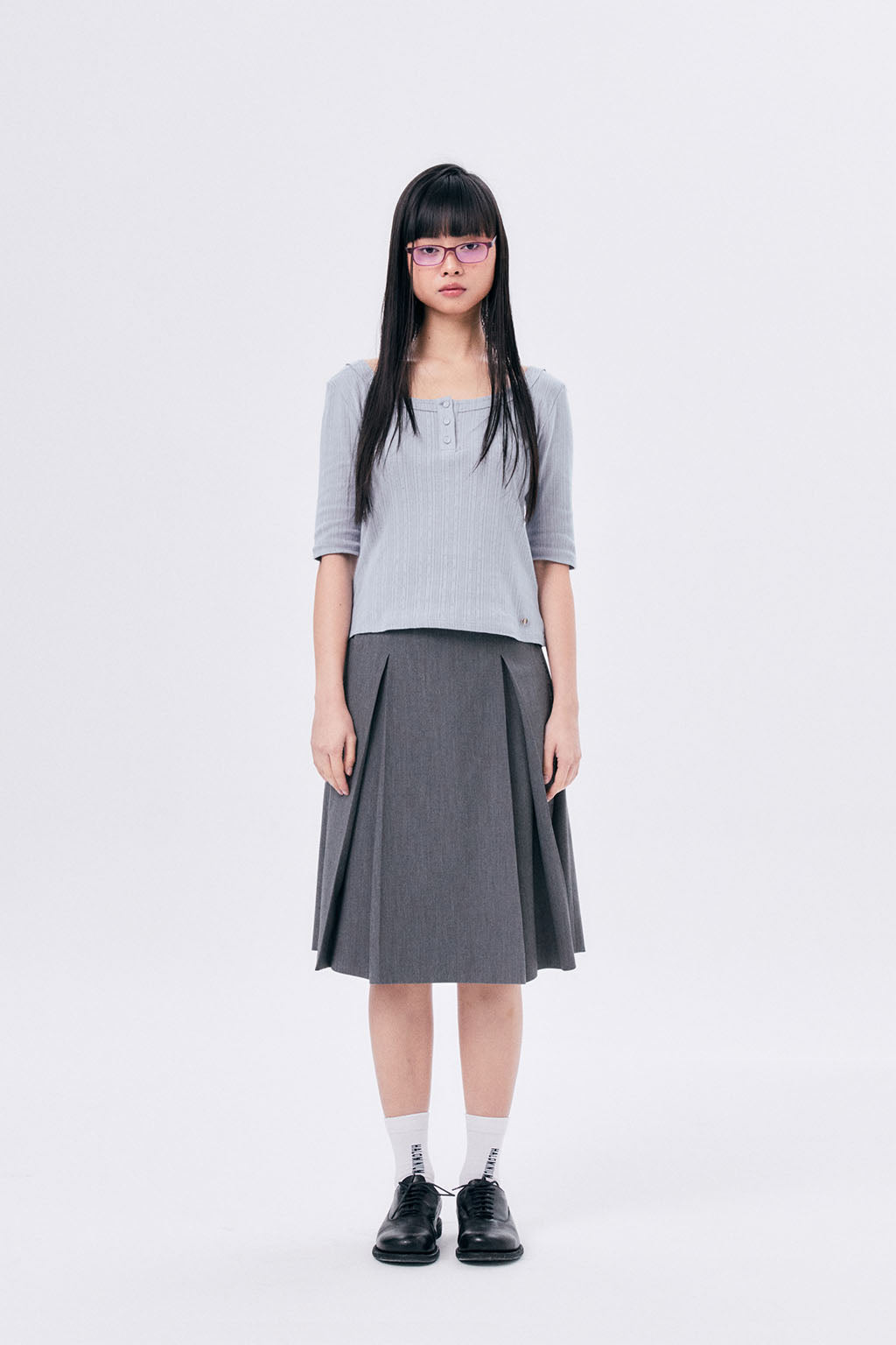 MIDI PLEATED WRAP SKIRT 3 / GRAY