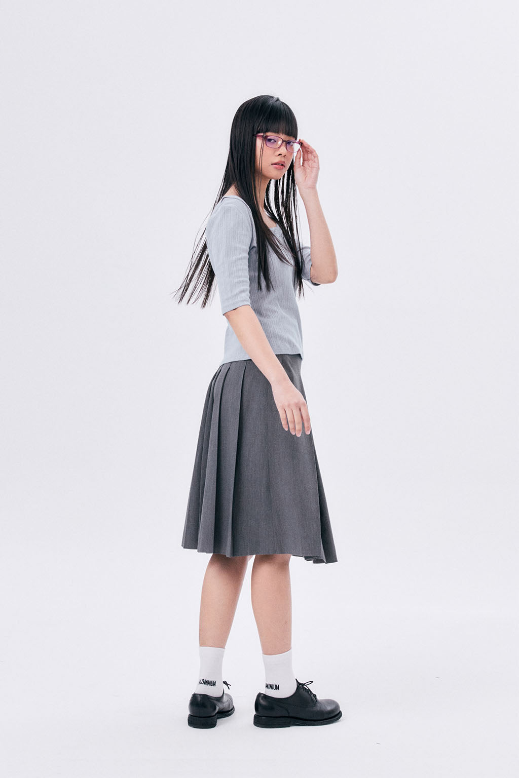 MIDI PLEATED WRAP SKIRT 3 / GRAY