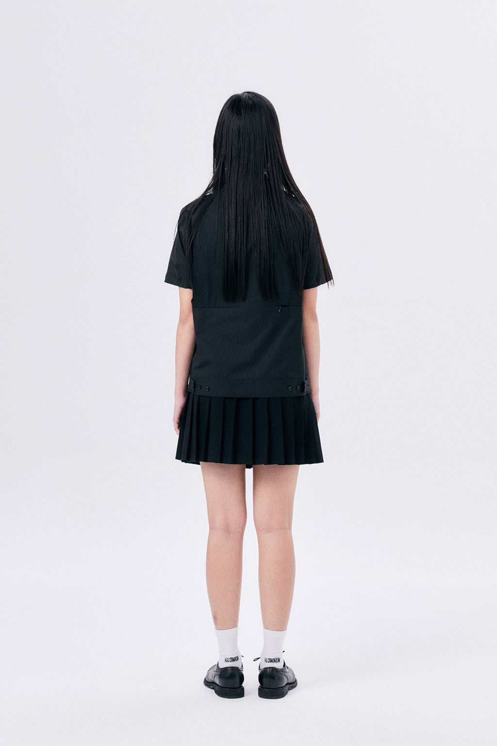 SHORT PLEATED WRAP SKIRT 2 / BLACK