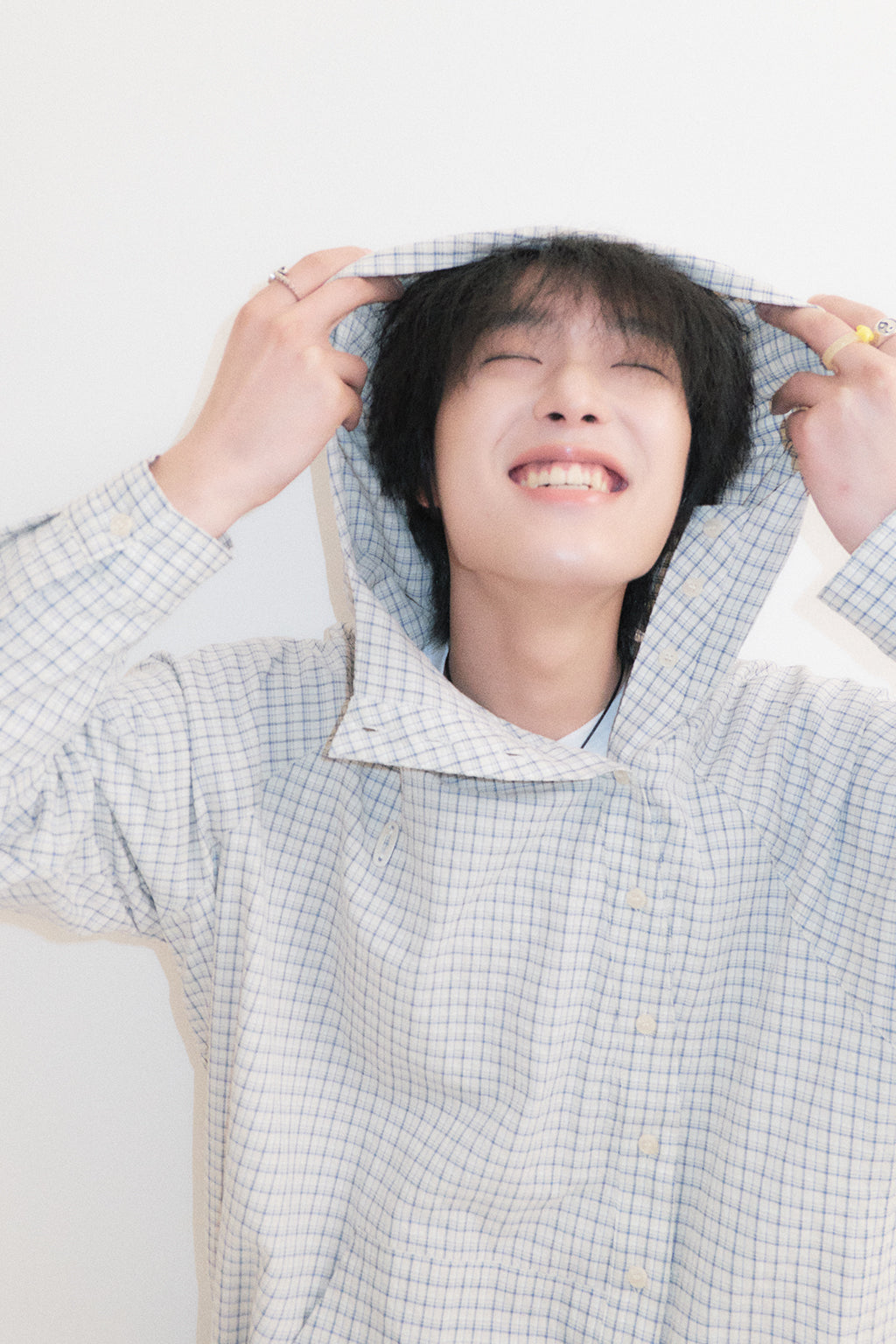 CHECK HOODED SHIRT / ECRU