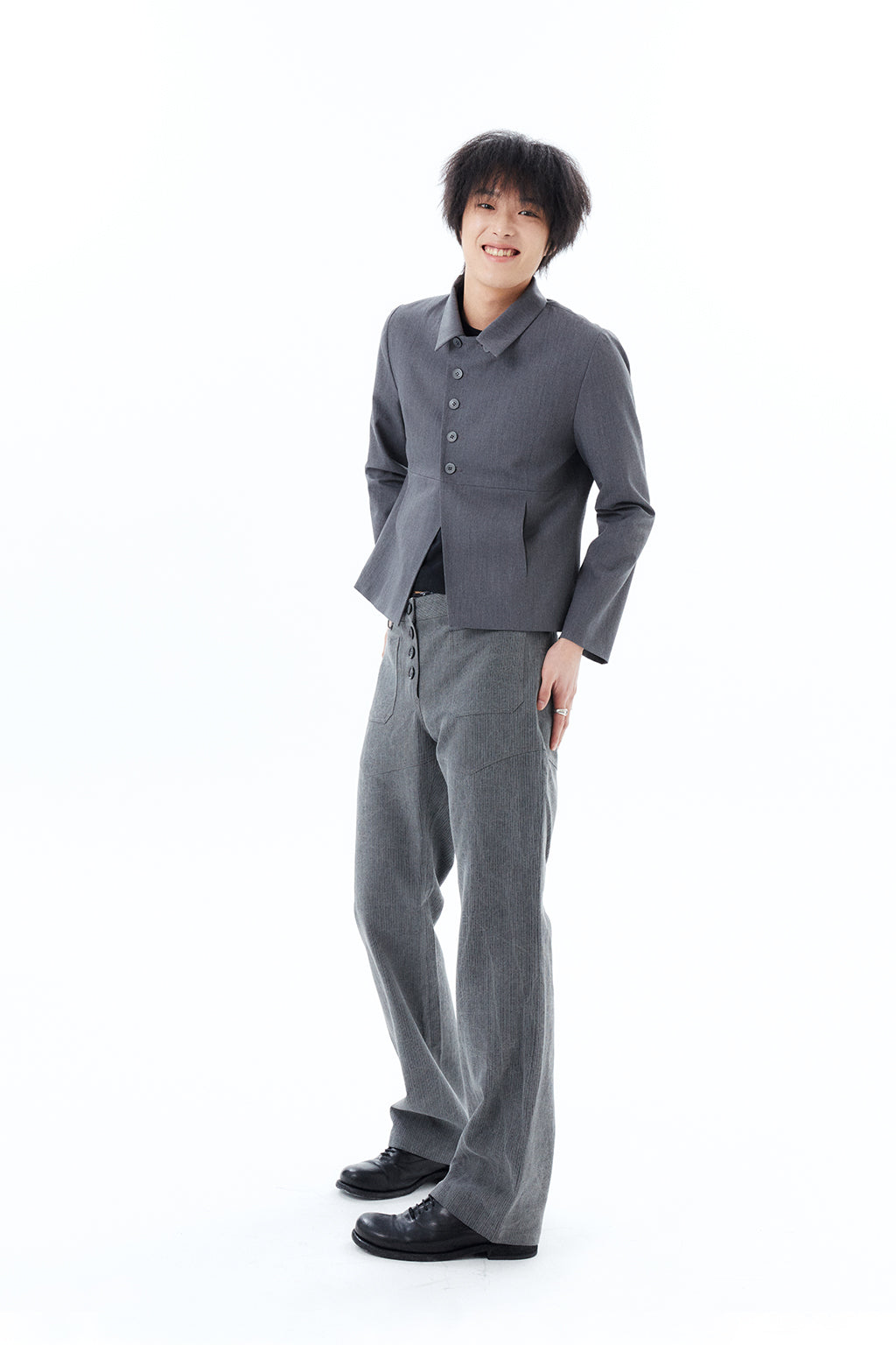 DOUBLE-BUTTON JACKET / GRAY