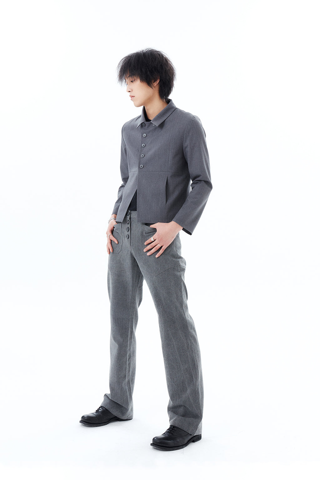 DOUBLE-BUTTON JACKET / GRAY