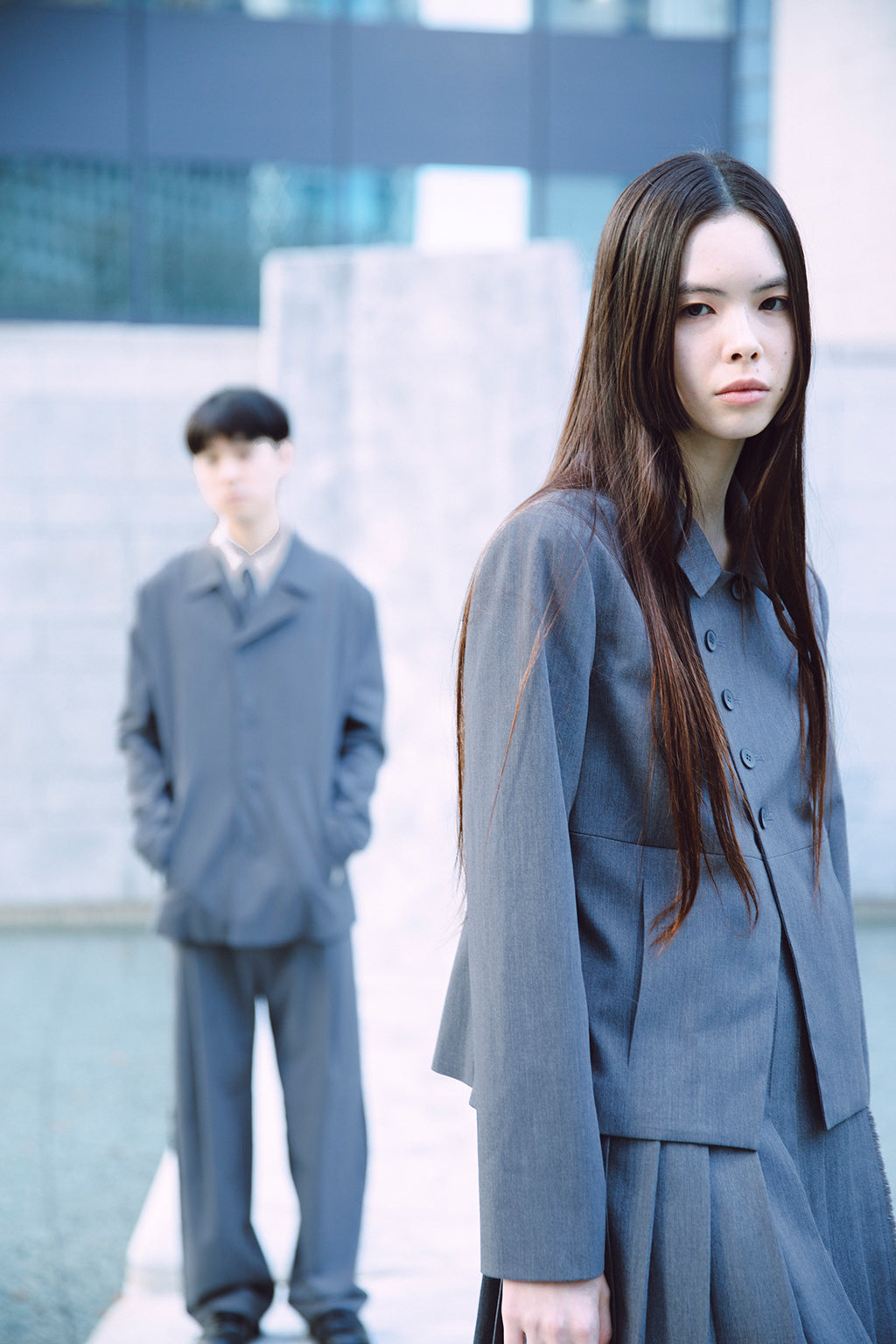 DOUBLE-BUTTON JACKET / GRAY