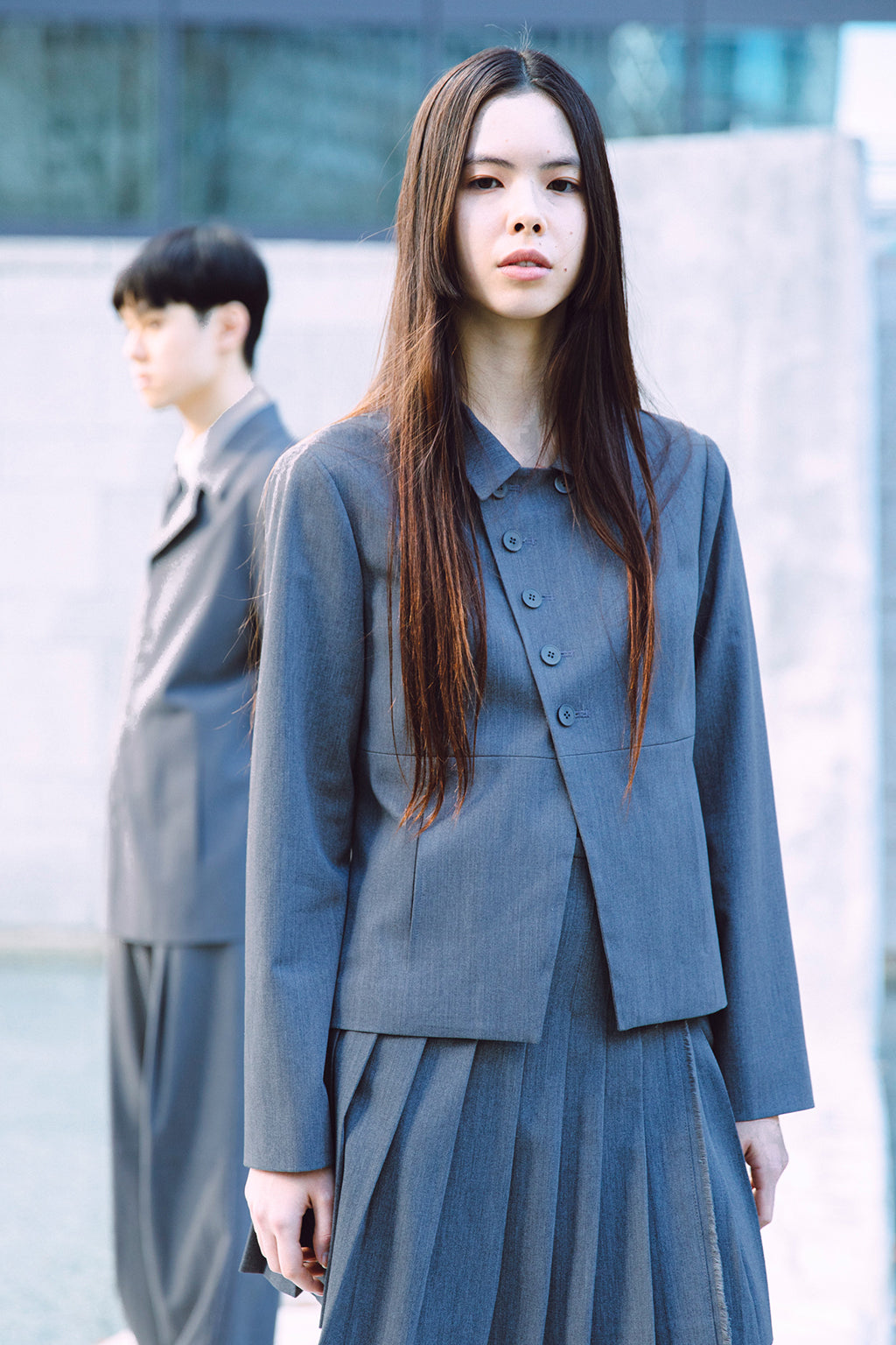 DOUBLE-BUTTON JACKET / GRAY