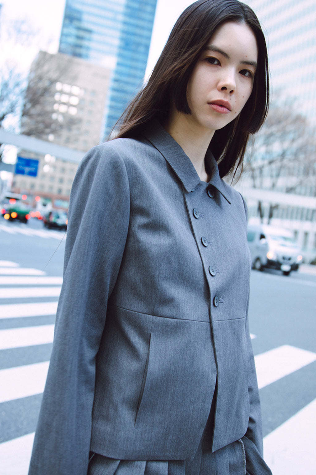 DOUBLE-BUTTON JACKET / GRAY