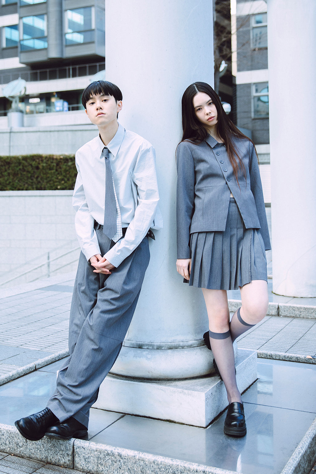 2-WAY TIE SCARF / GRAY