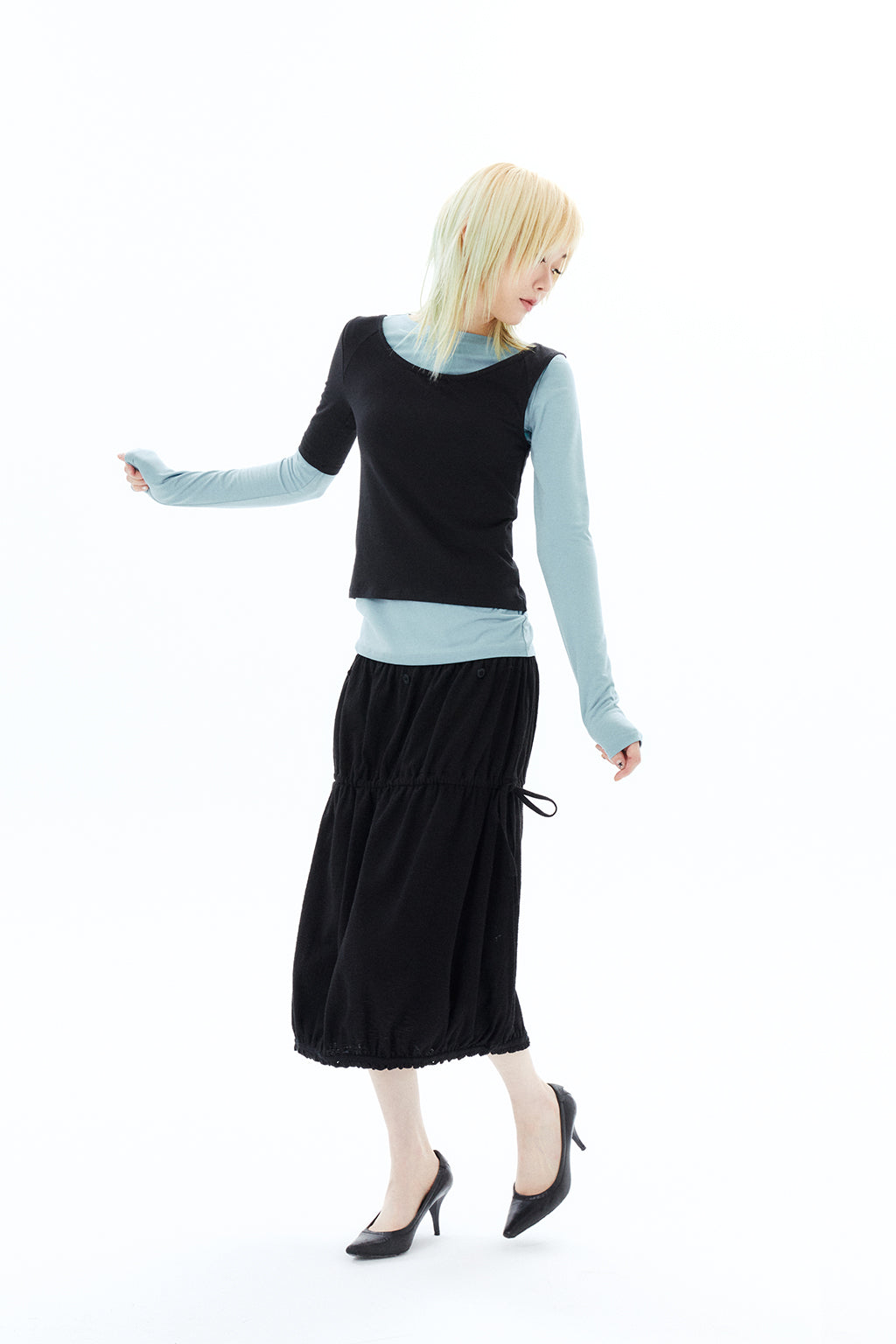 2 IN 1 LAYERED TOP / BLACK