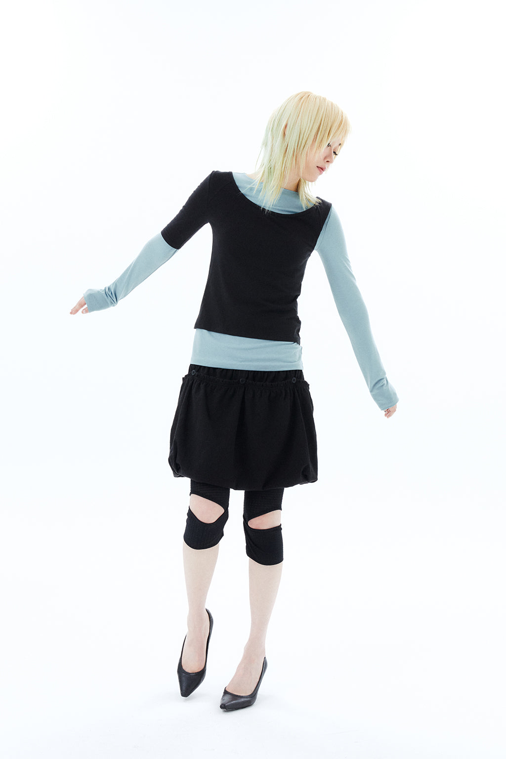 2-WAY JERSEY SKIRT / BLACK