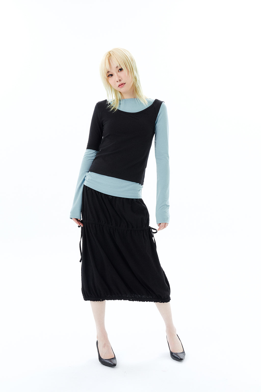 2 IN 1 LAYERED TOP / BLACK