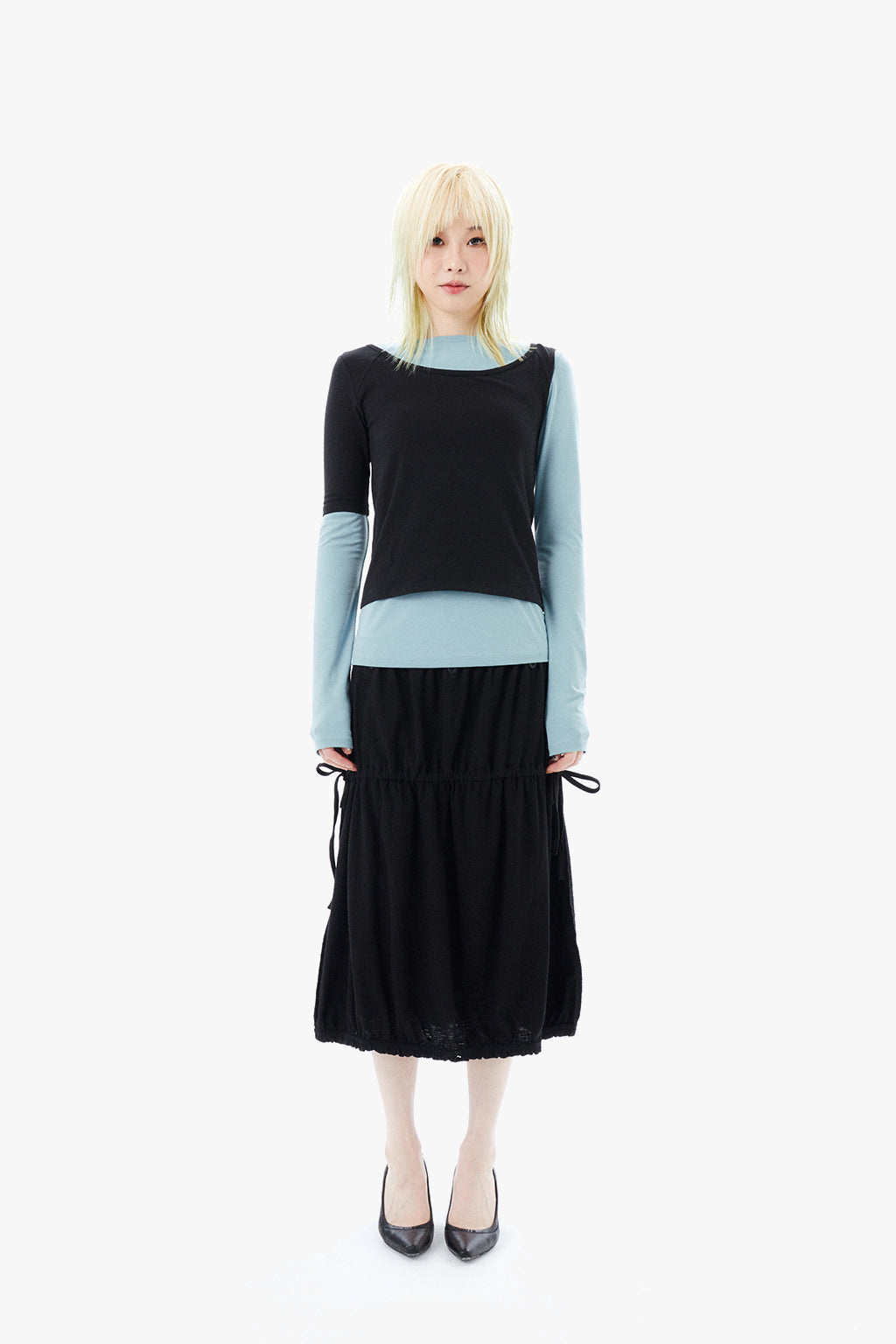 2-WAY JERSEY SKIRT / BLACK