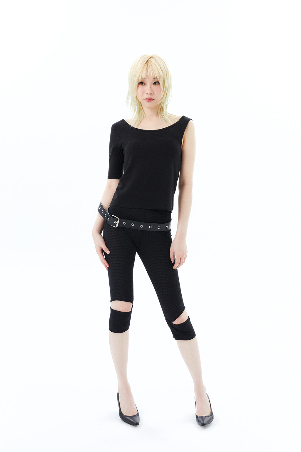 SHEER CHECK LEGGINGS / BLACK