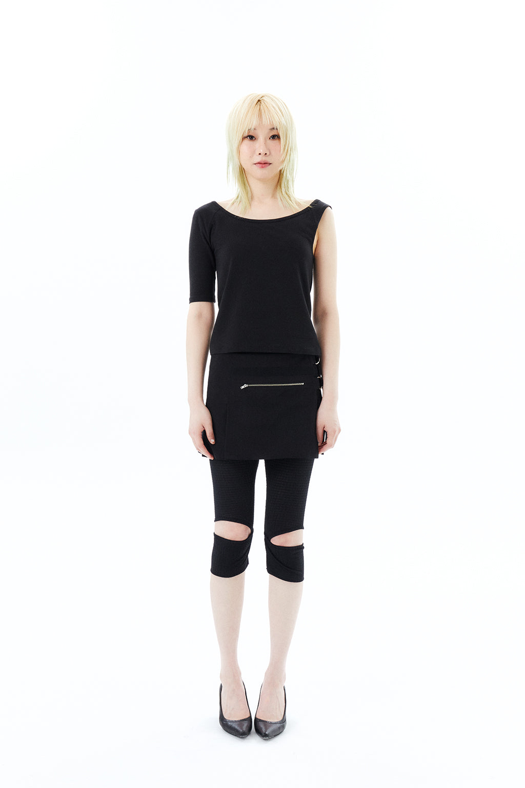SHEER CHECK LEGGINGS / BLACK