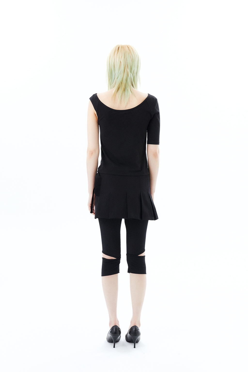 SHEER CHECK LEGGINGS / BLACK