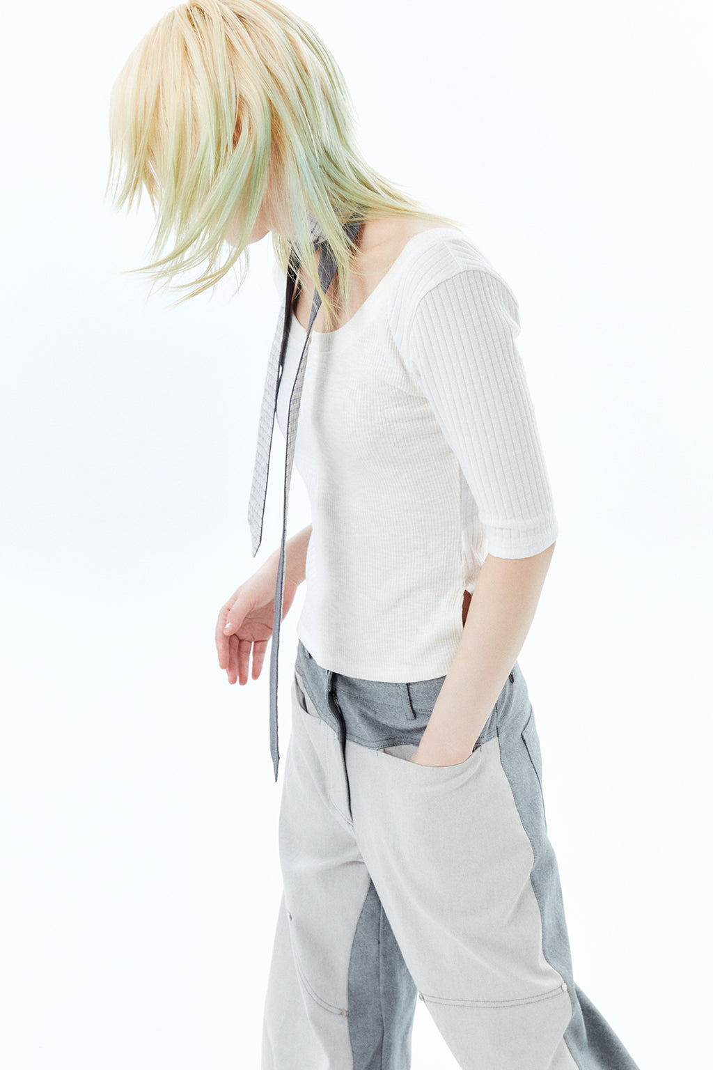 2-WAY TIE SCARF / GRAY