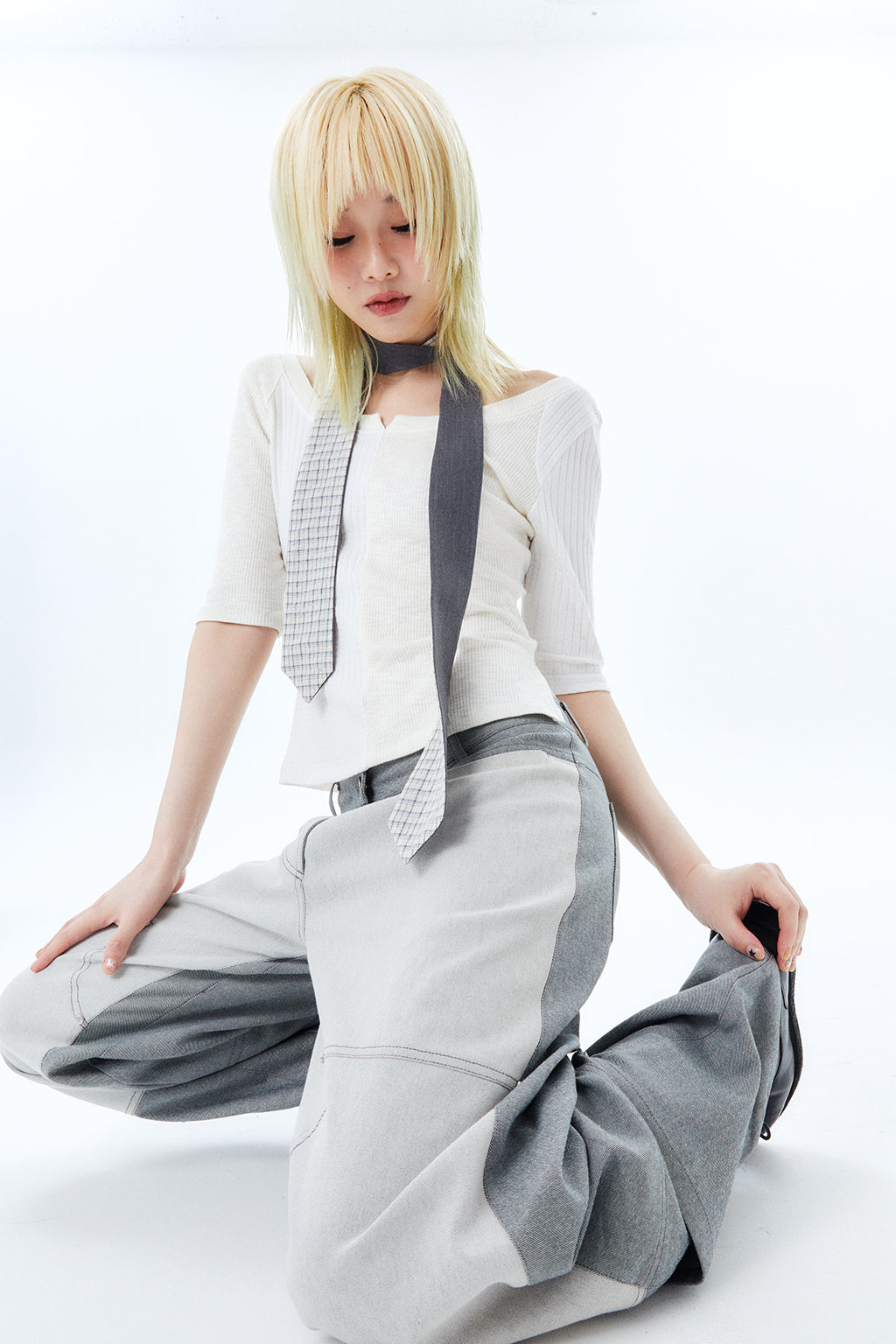 2-WAY TIE SCARF / GRAY
