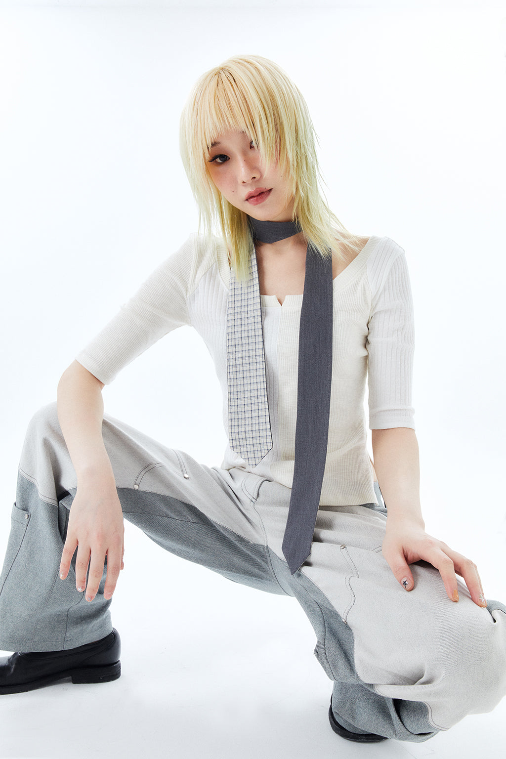 2-WAY TIE SCARF / GRAY