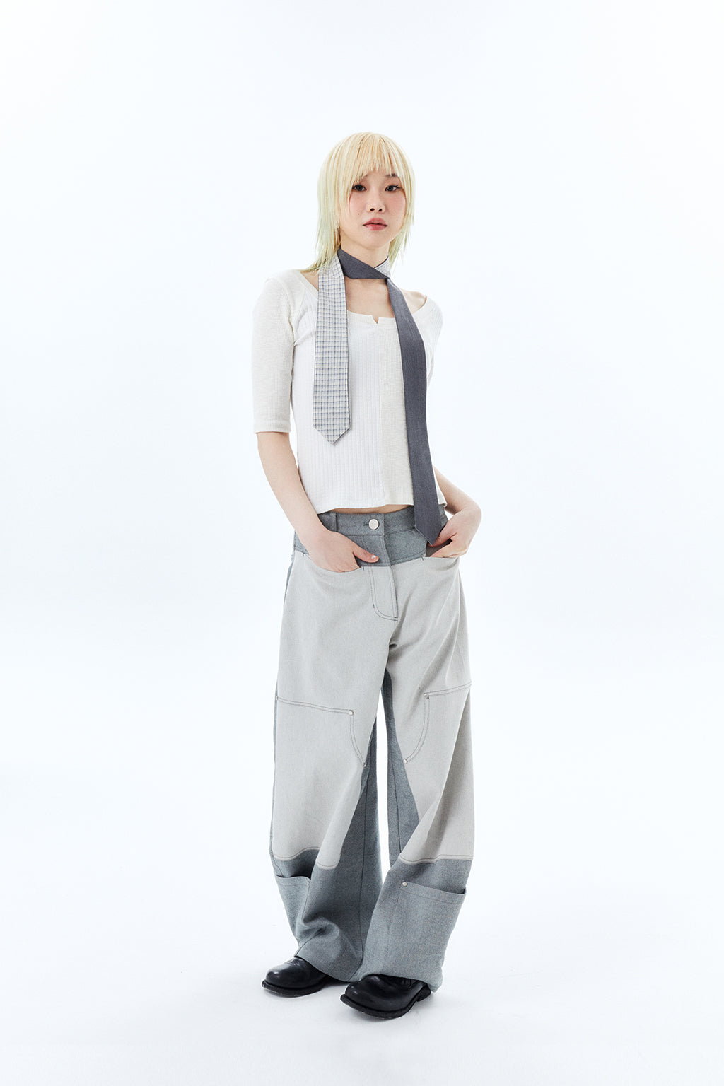 2-WAY TIE SCARF / GRAY