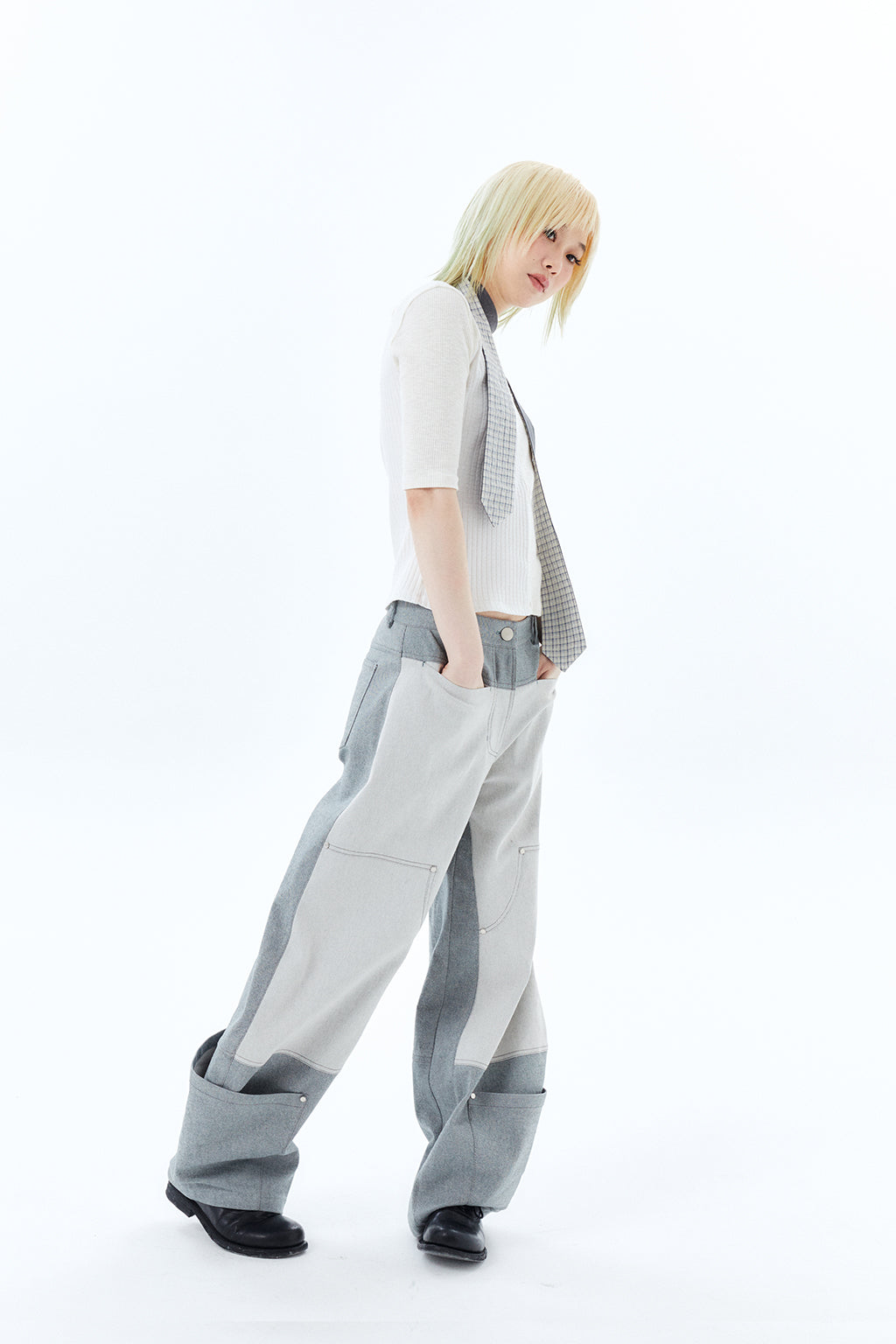 2-WAY TIE SCARF / GRAY
