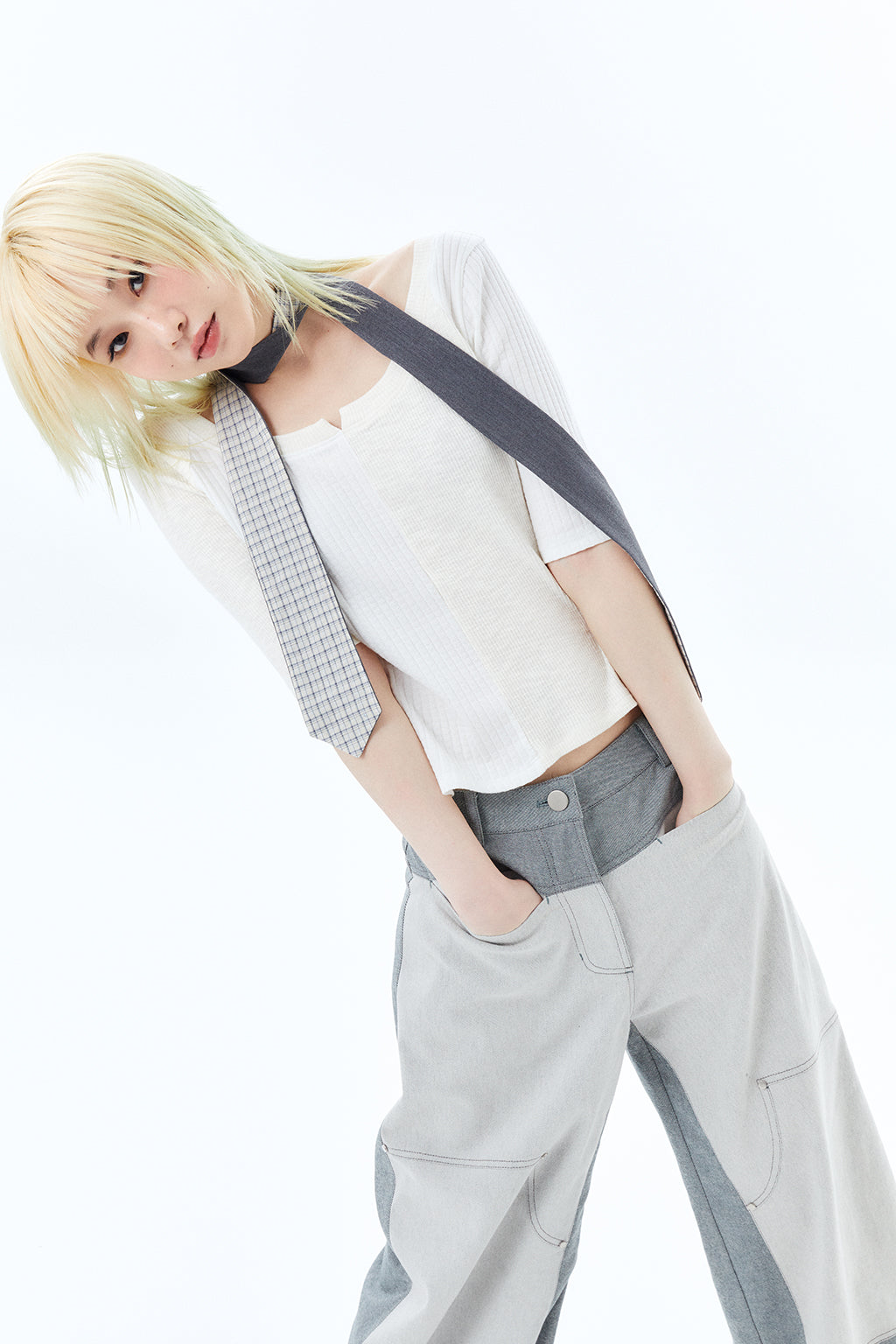 2-WAY TIE SCARF / GRAY