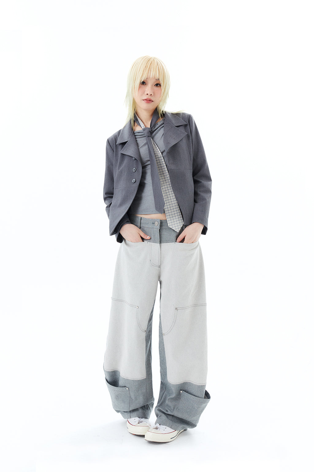 2-WAY TIE SCARF / GRAY
