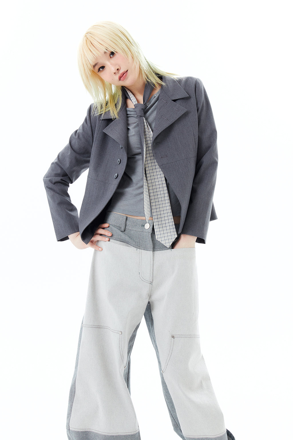 DOUBLE-BUTTON JACKET / GRAY