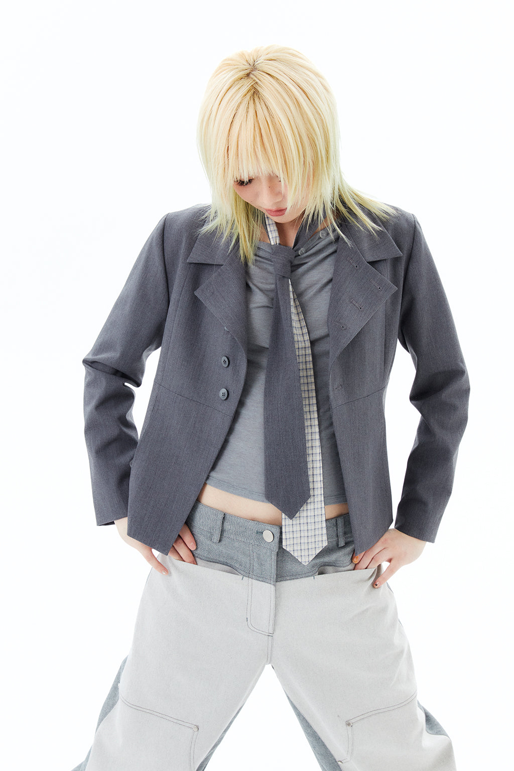 DOUBLE-BUTTON JACKET / GRAY