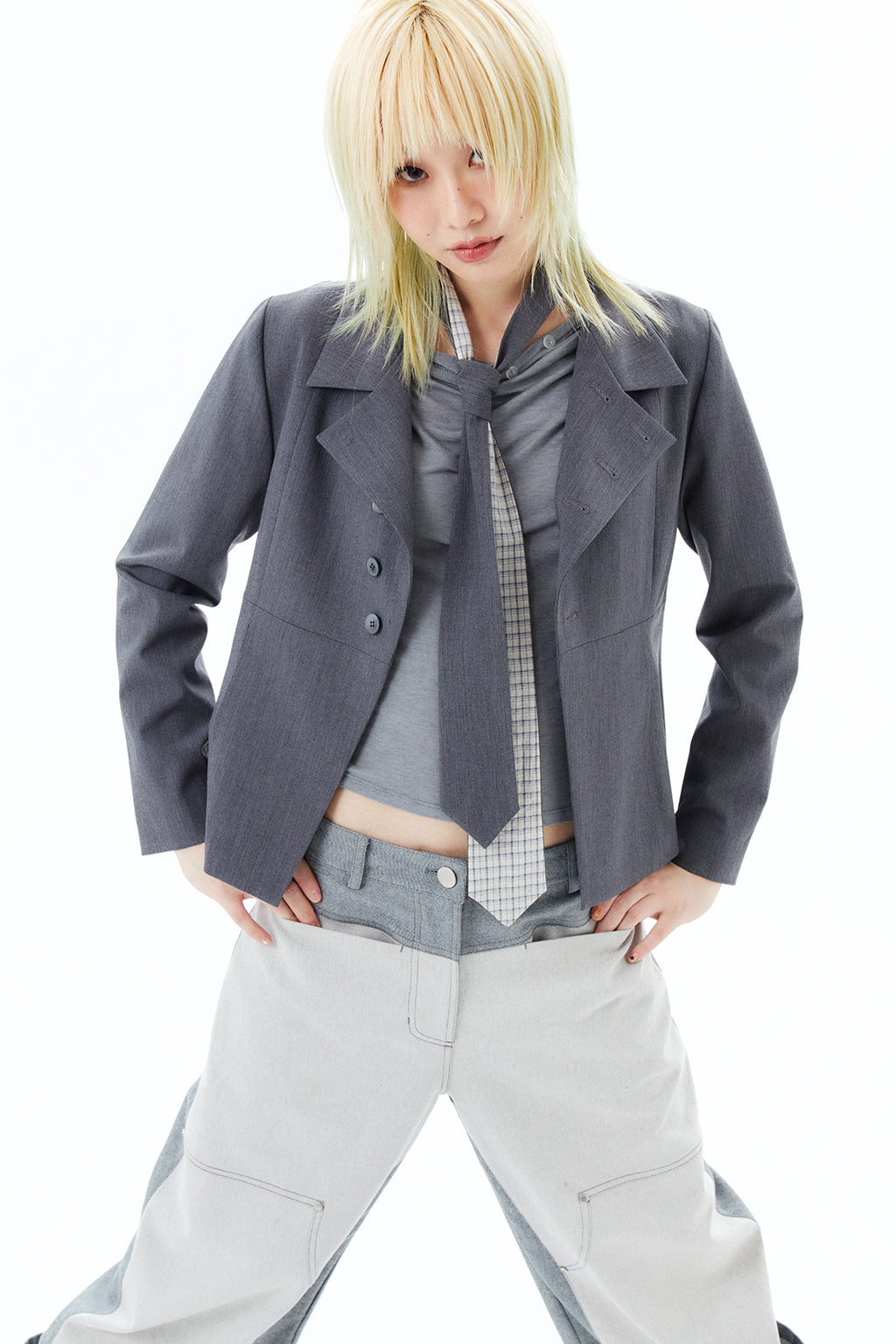 2-WAY TIE SCARF / GRAY