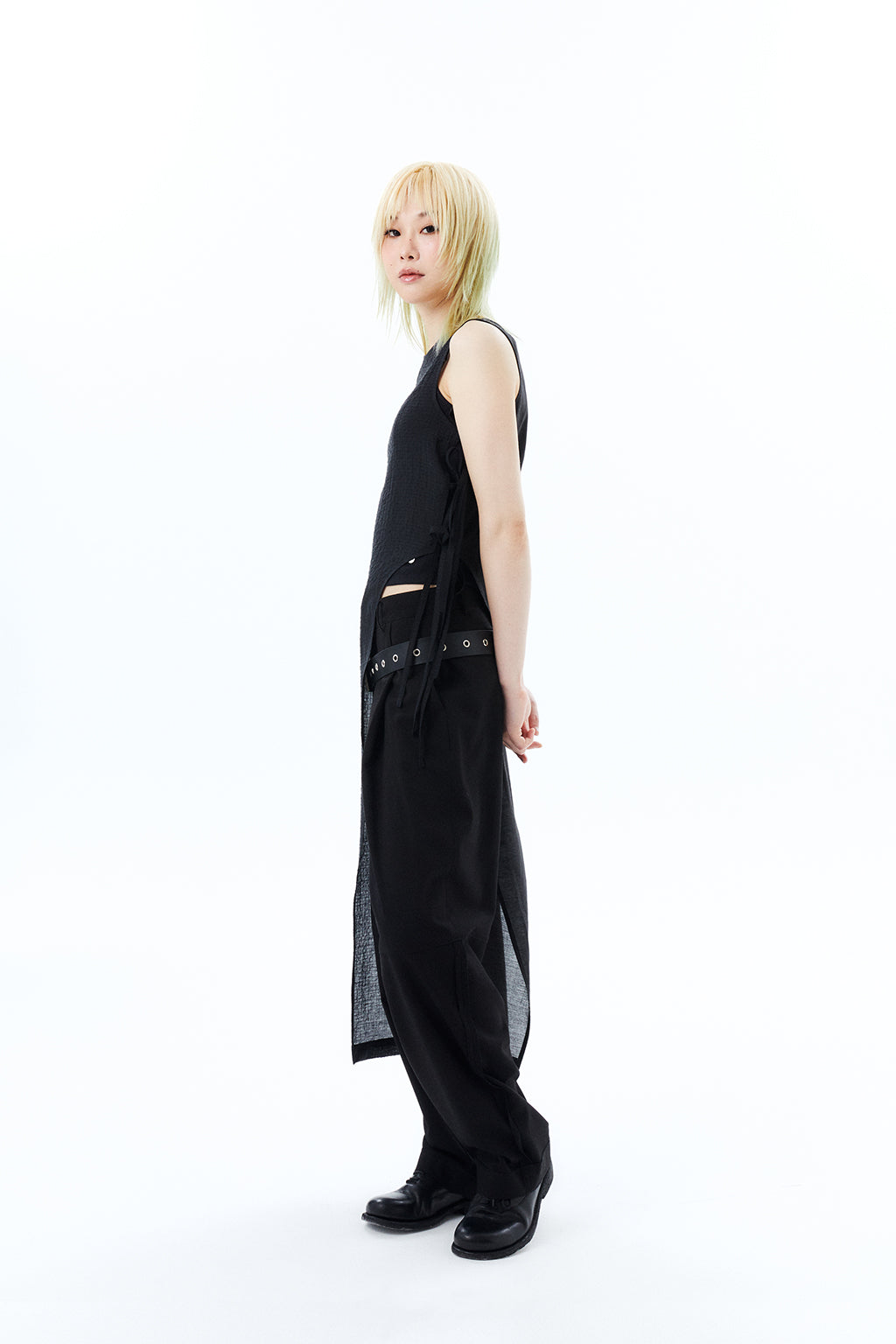 SIDE RIBBONS DRESS / BLACK