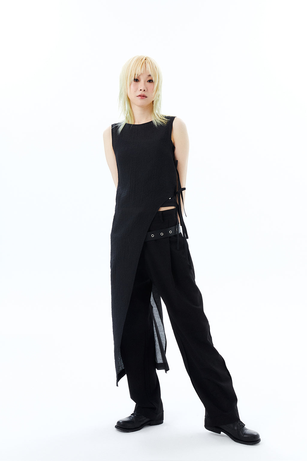 SIDE RIBBONS DRESS / BLACK