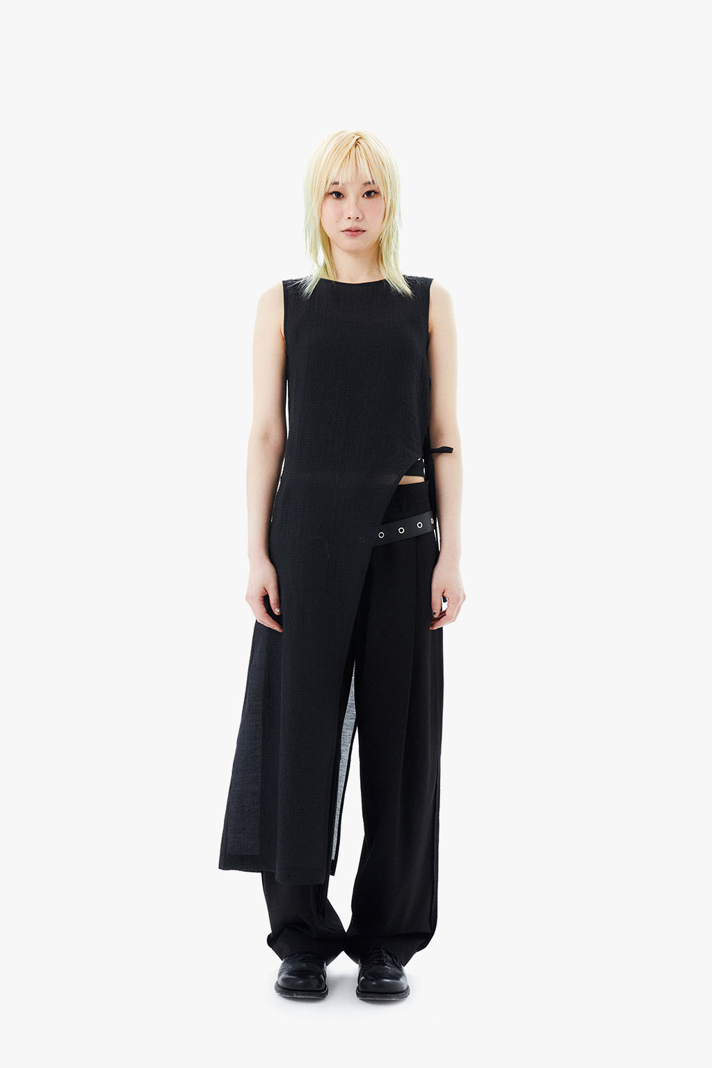 SIDE RIBBONS DRESS / BLACK