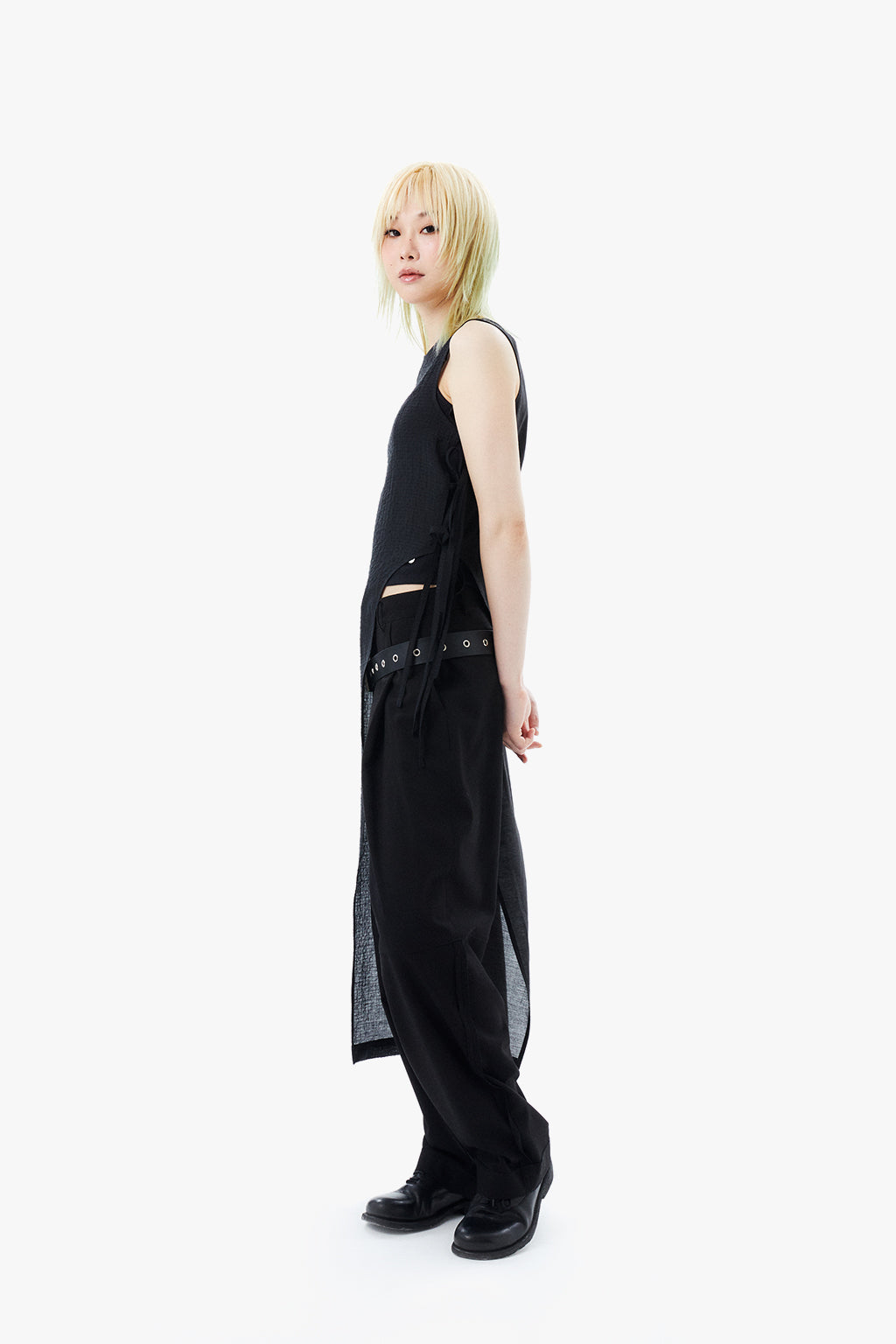 SIDE RIBBONS DRESS / BLACK