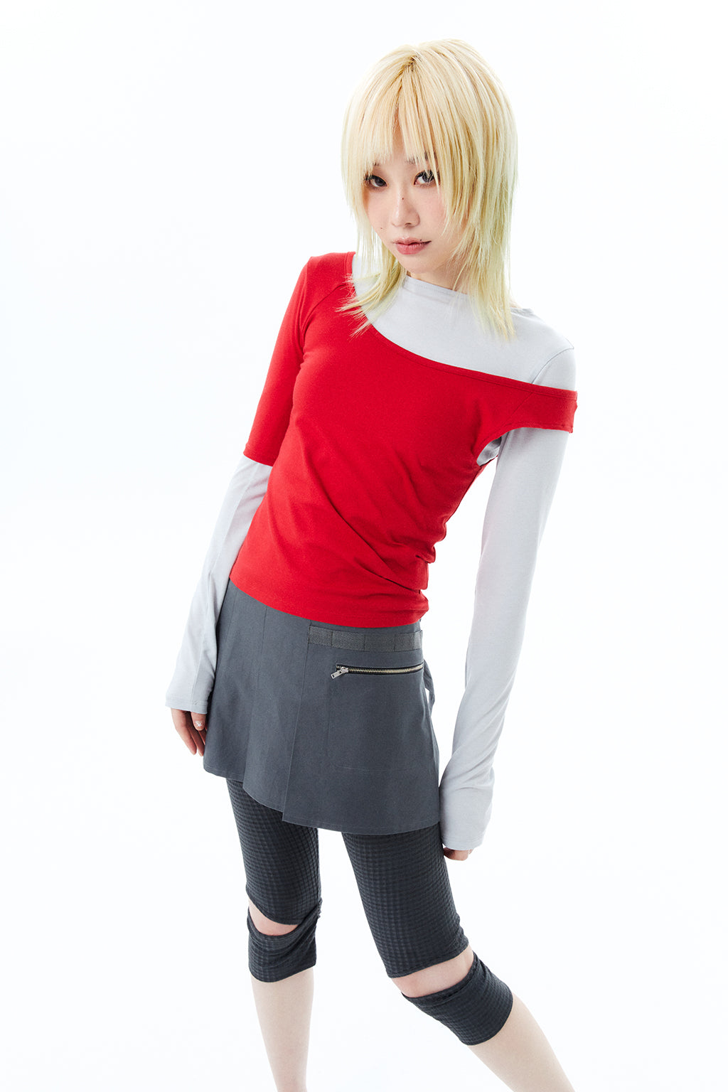 2 IN 1 LAYERED TOP / RED