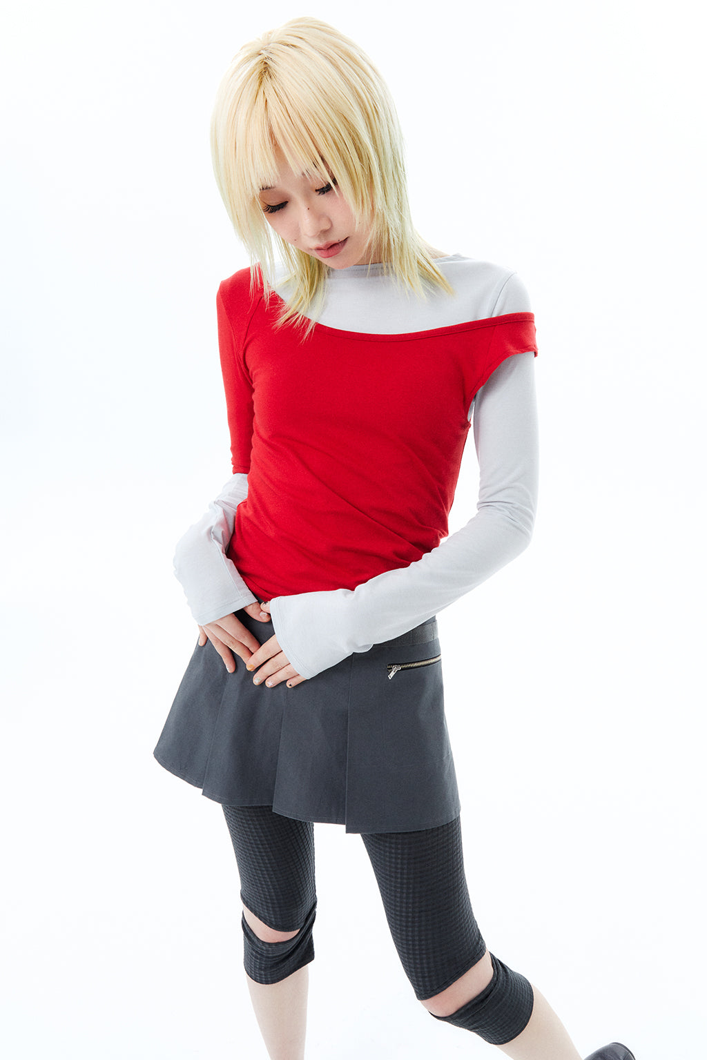 2 IN 1 LAYERED TOP / RED