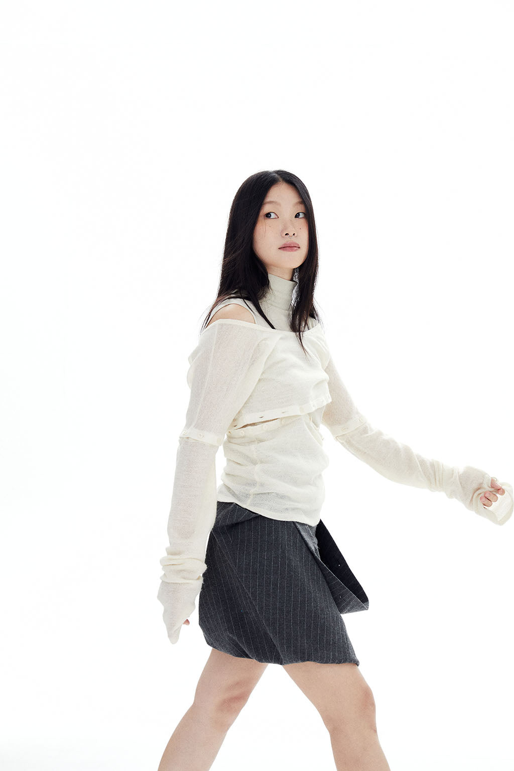 WOOL BUTTONS KNIT TOP / ECRU