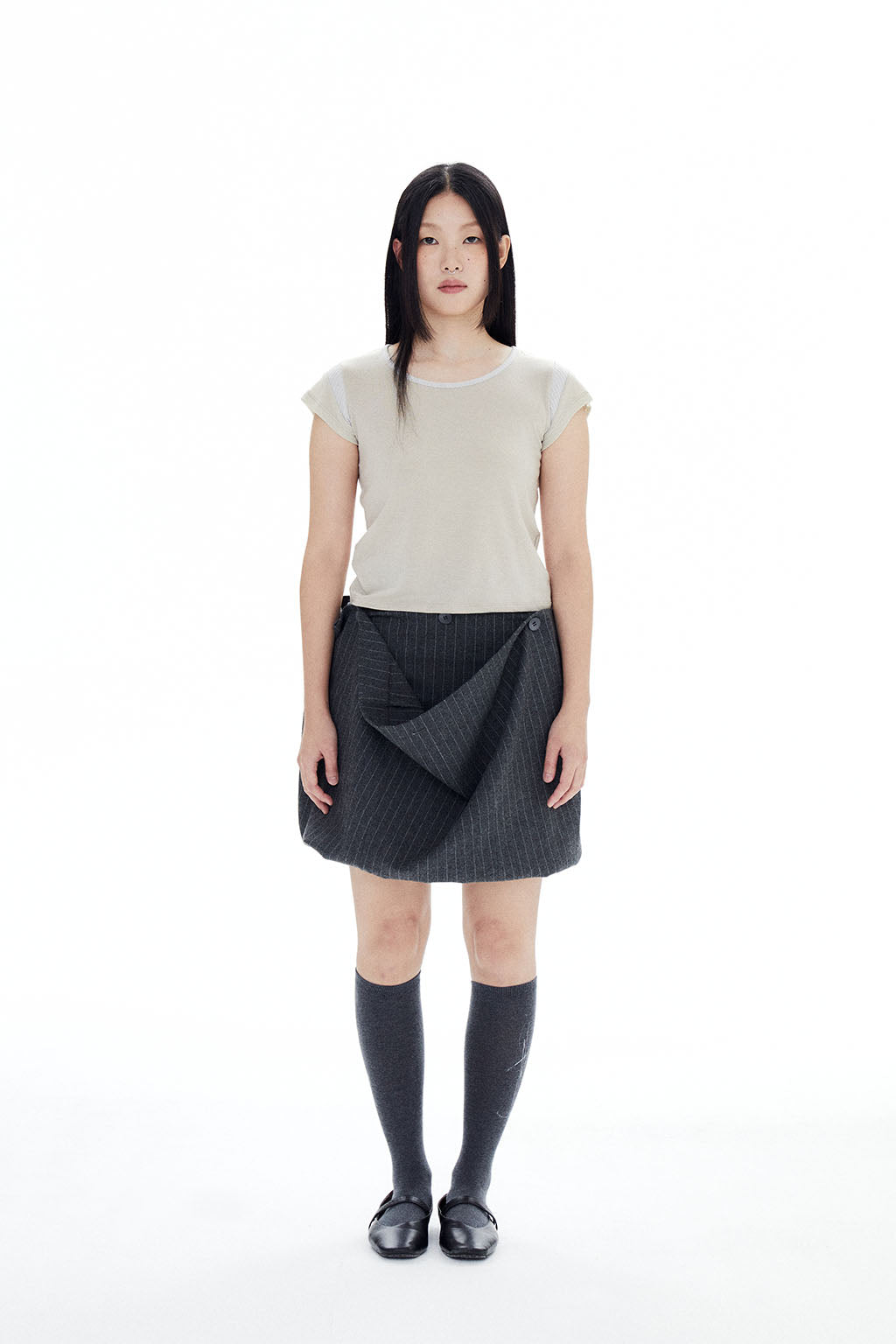 MULTIWAY STRIPED SKIRT / GRAY