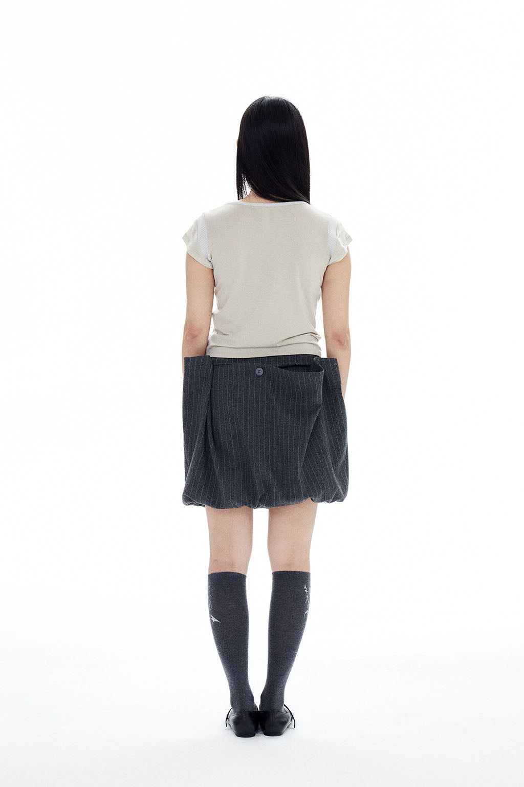 MULTIWAY STRIPED SKIRT / GRAY