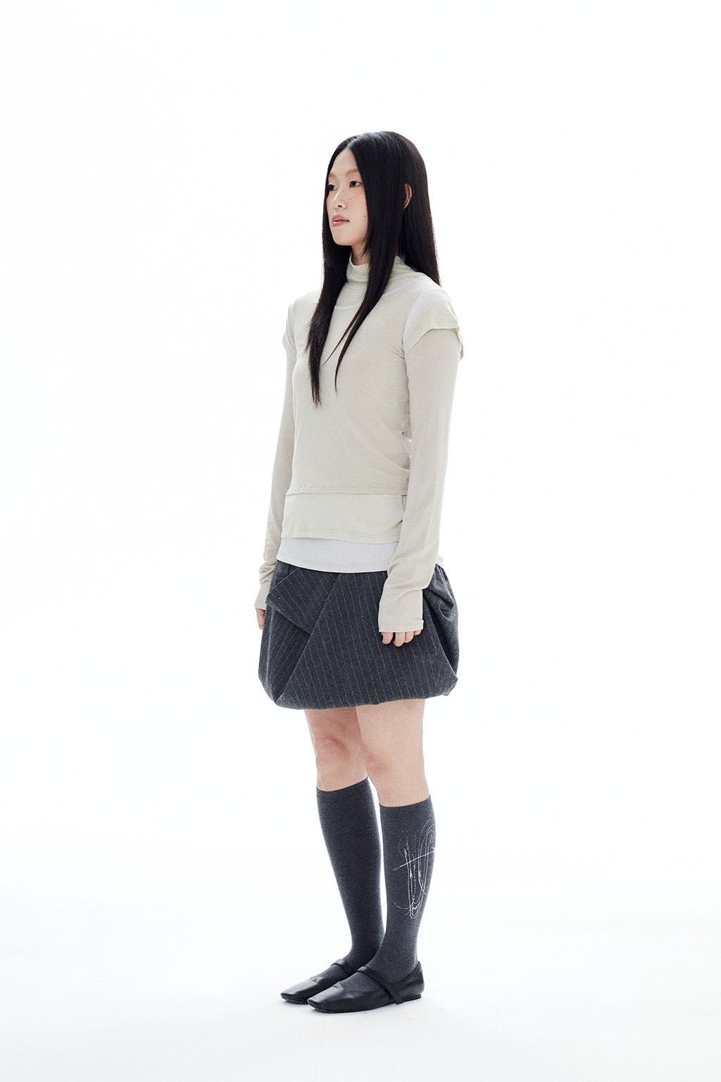 MULTIWAY STRIPED SKIRT / GRAY