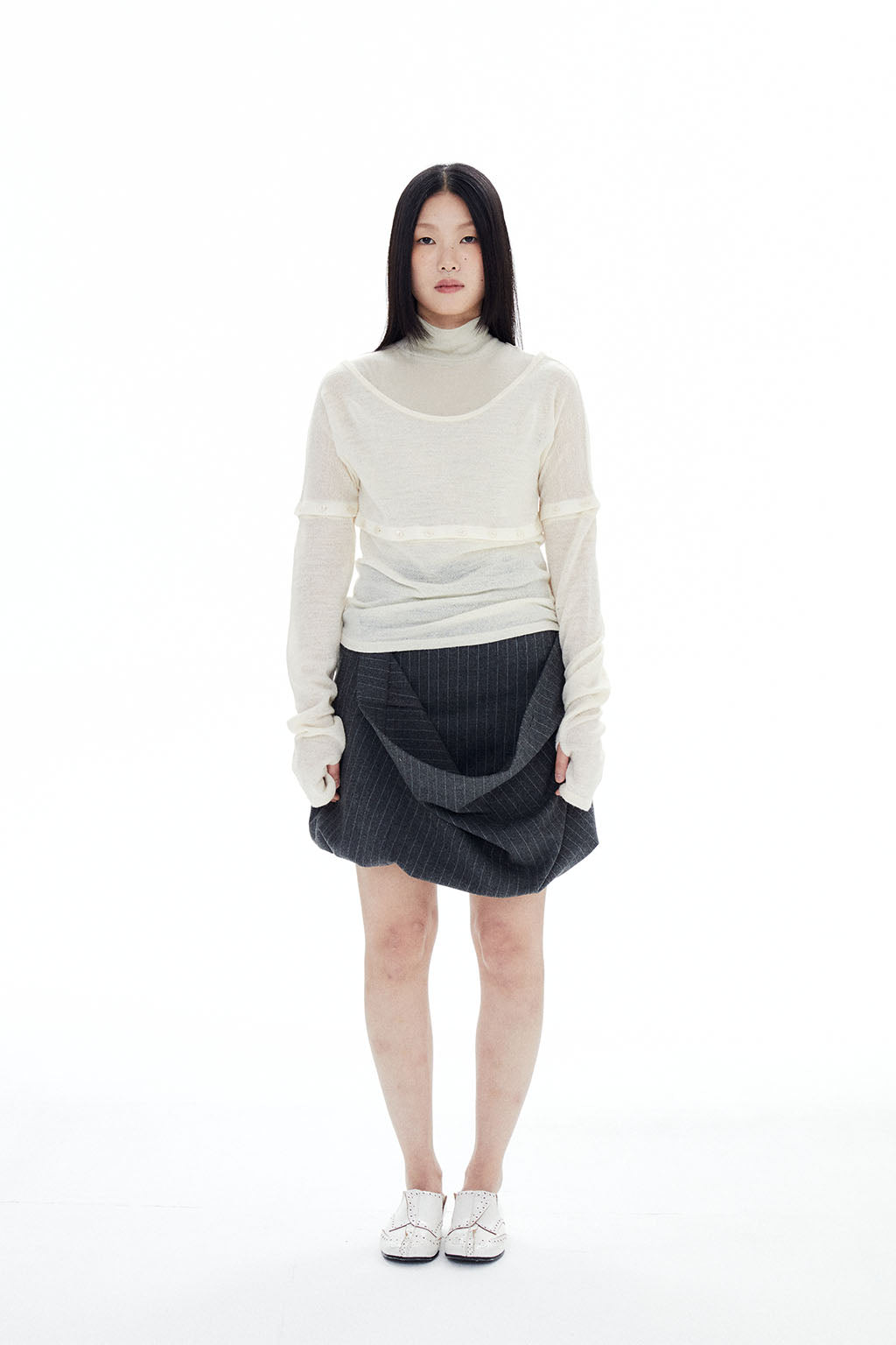 MULTIWAY STRIPED SKIRT / GRAY